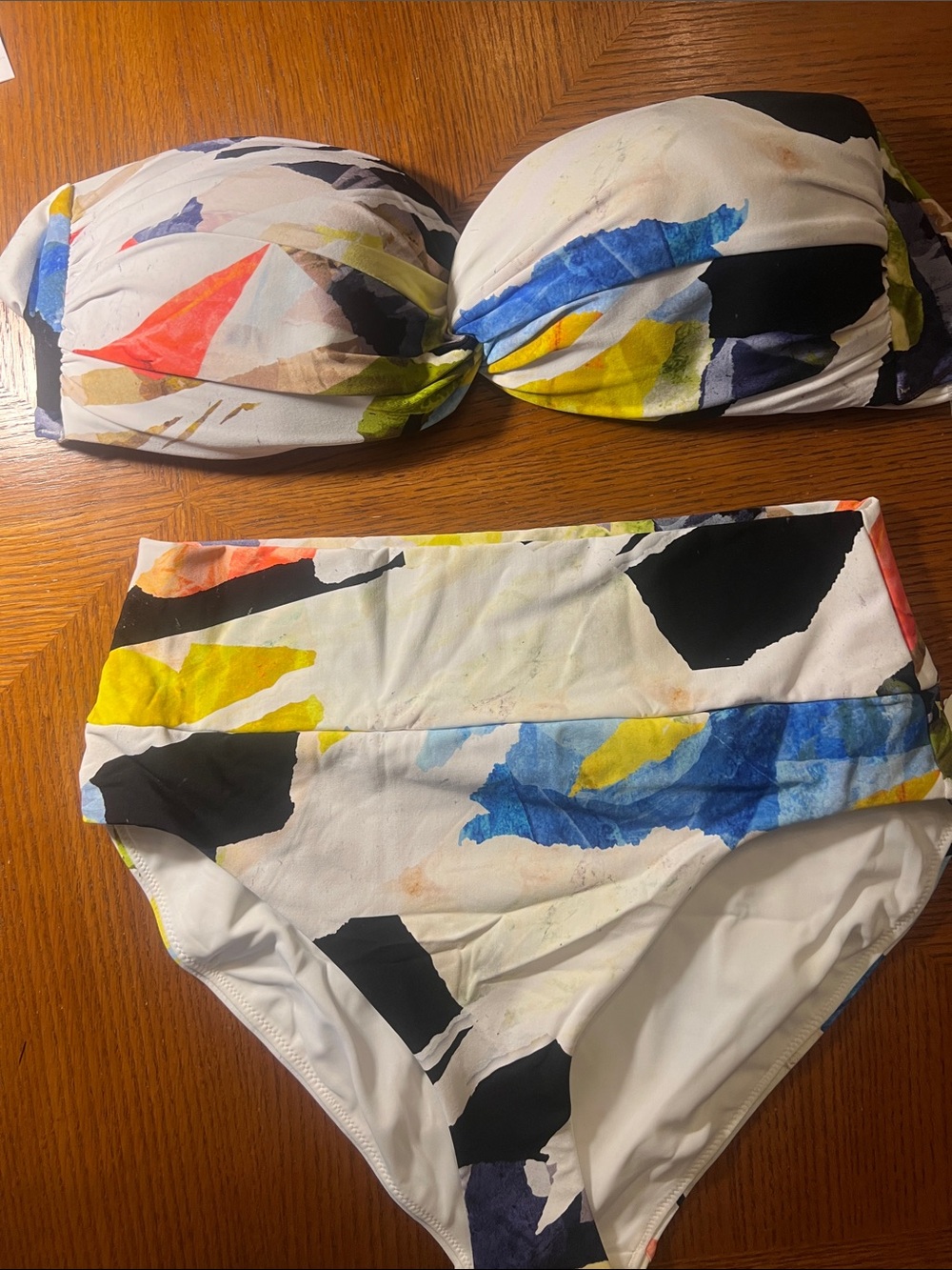 Calia Abstract Multi-Color Bandeau Bikini Set medium C1 - Picture 7 of 10